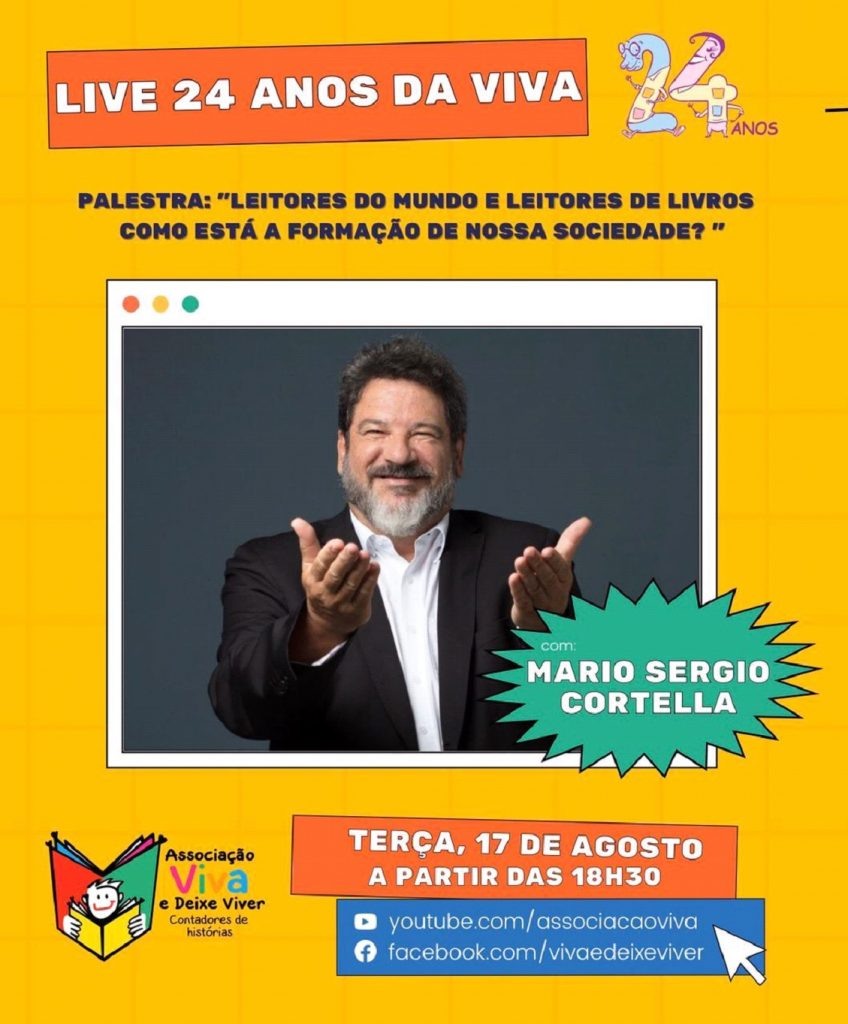 Mario Sergio Cortella fará palestra em homenagem aos 24 anos de aniversário da Viva e Deixe Viver